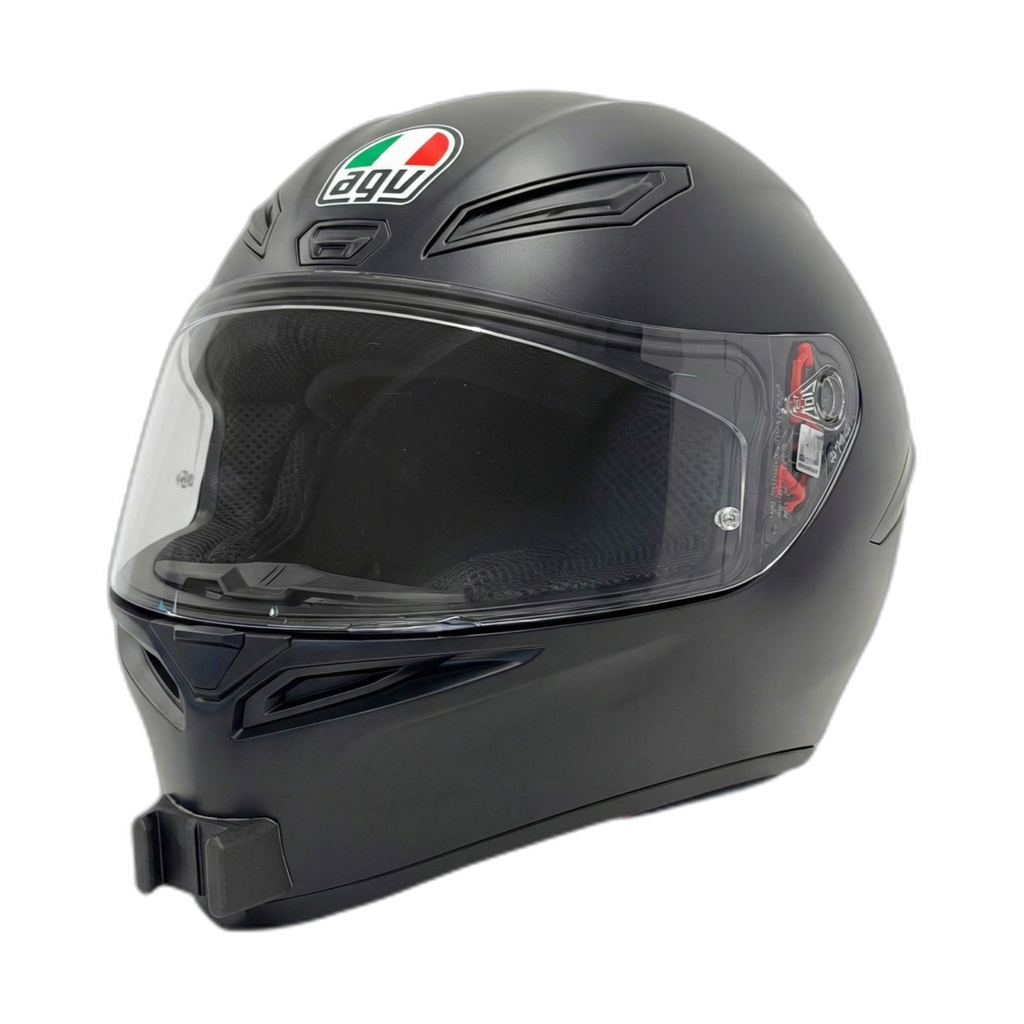 Casco AGV K1/K1 S con el soporte de mentonera RiderMounts instalado