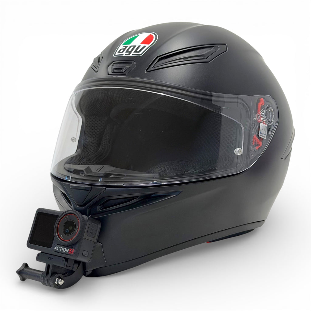 Casco AGV K1/K1 S con soporte de mentonera RiderMounts y cámara de acción montada
