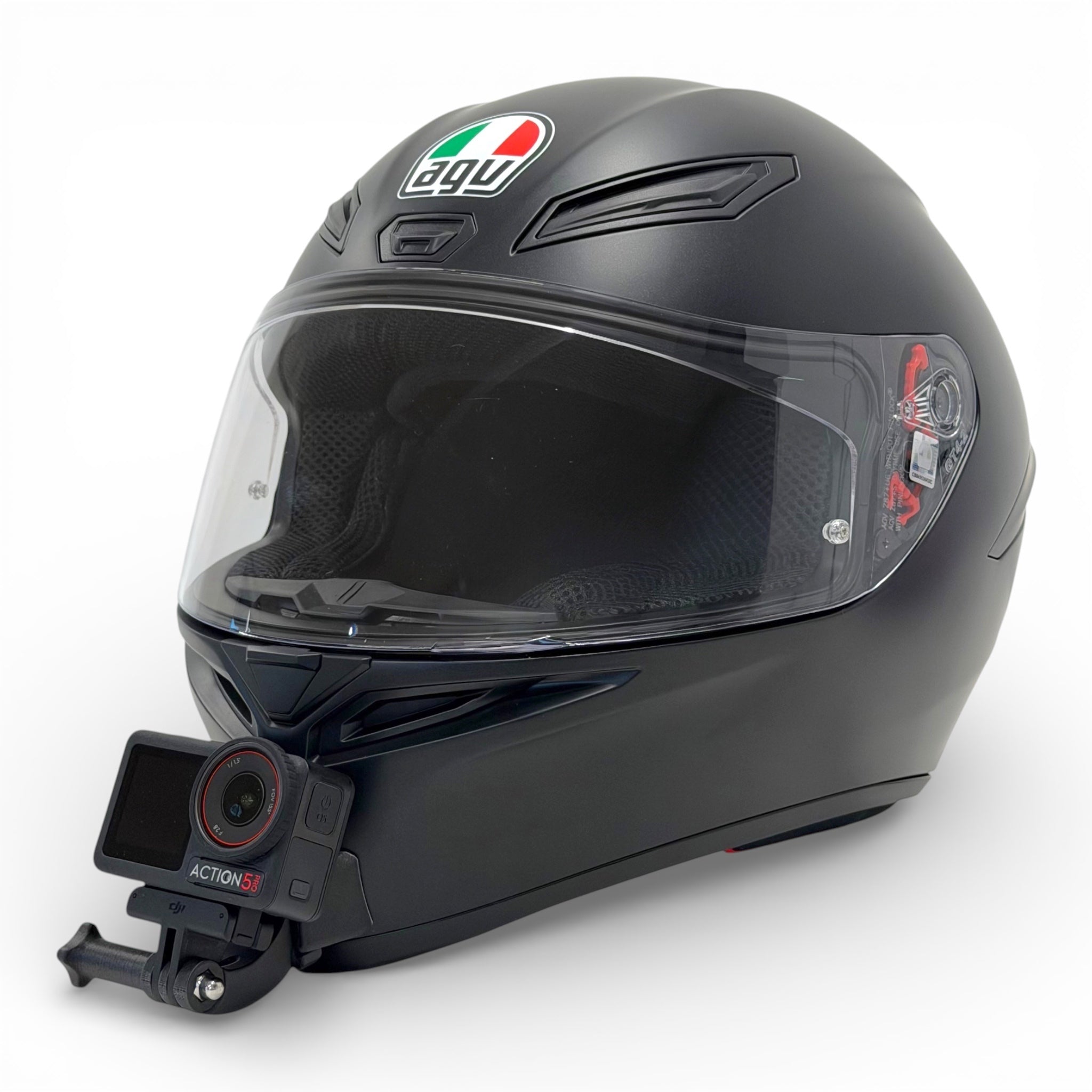 Casco AGV K1/K1 S con soporte de mentonera RiderMounts y cámara de acción montada