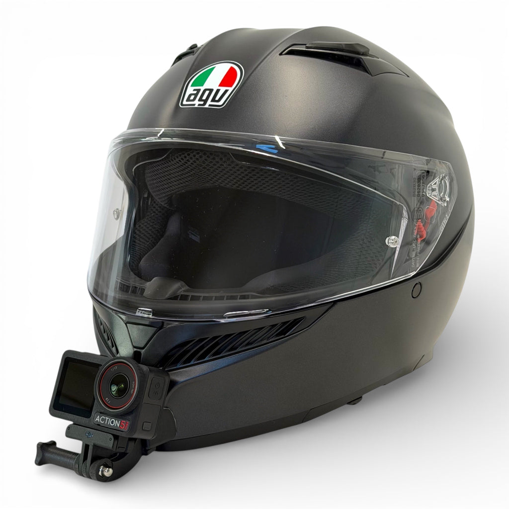 Casco AGV K3 S con soporte de mentonera RiderMounts y cámara de acción montada