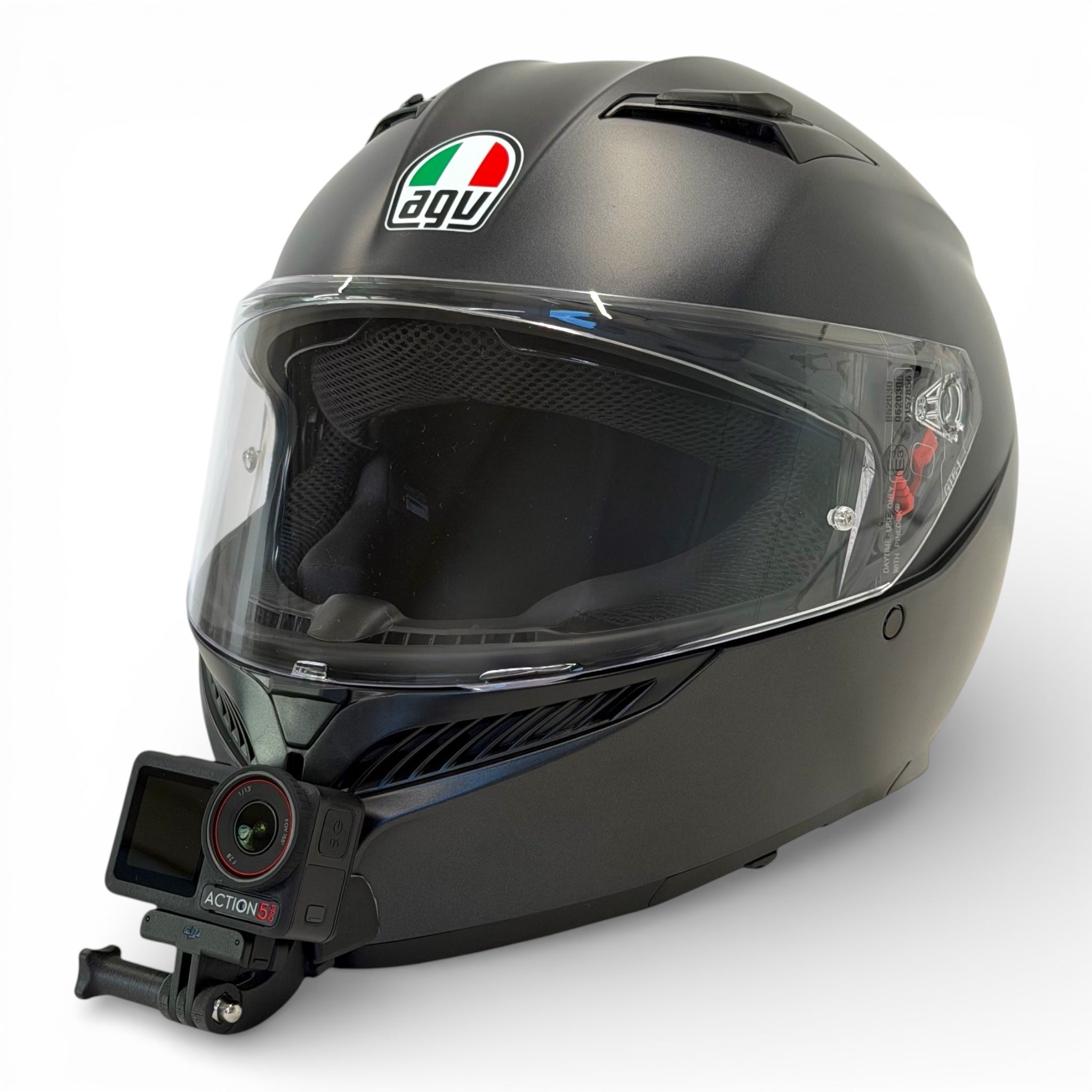 Casco AGV K3 S con soporte de mentonera RiderMounts y cámara de acción montada