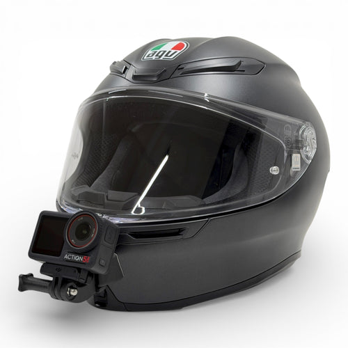 Casco AGV K6 S con soporte de mentonera RiderMounts y cámara de acción montada