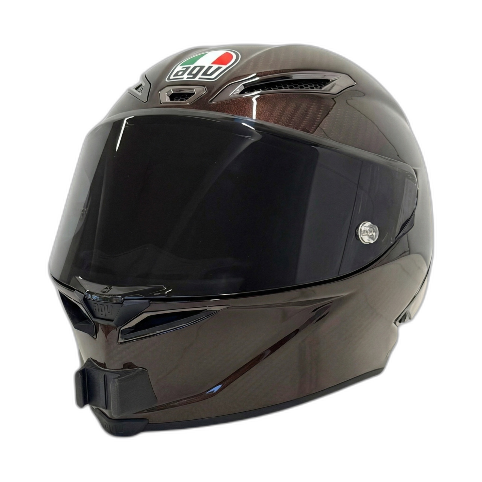Casco AGV PISTA con el soporte de mentonera RiderMounts instalado