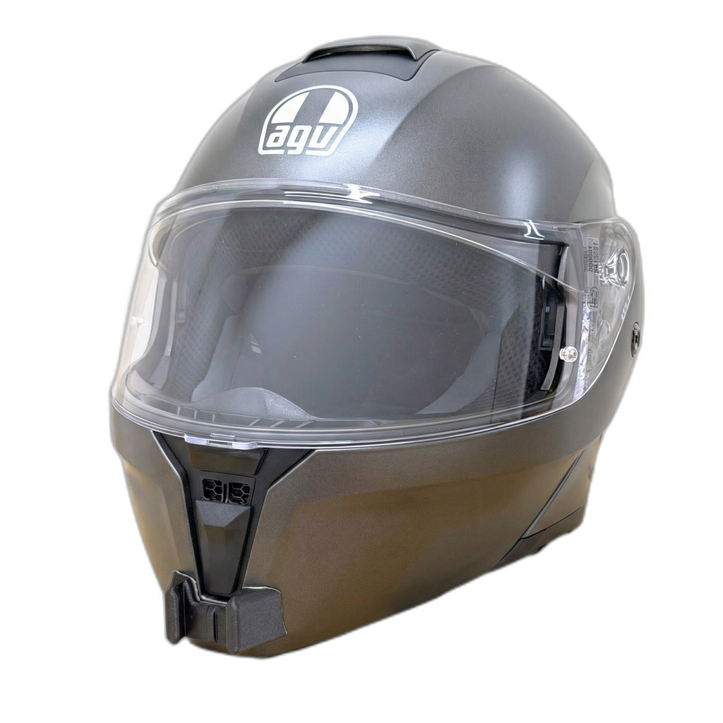 Casco AGV STREETMODULAR con el soporte de mentonera RiderMounts instalado