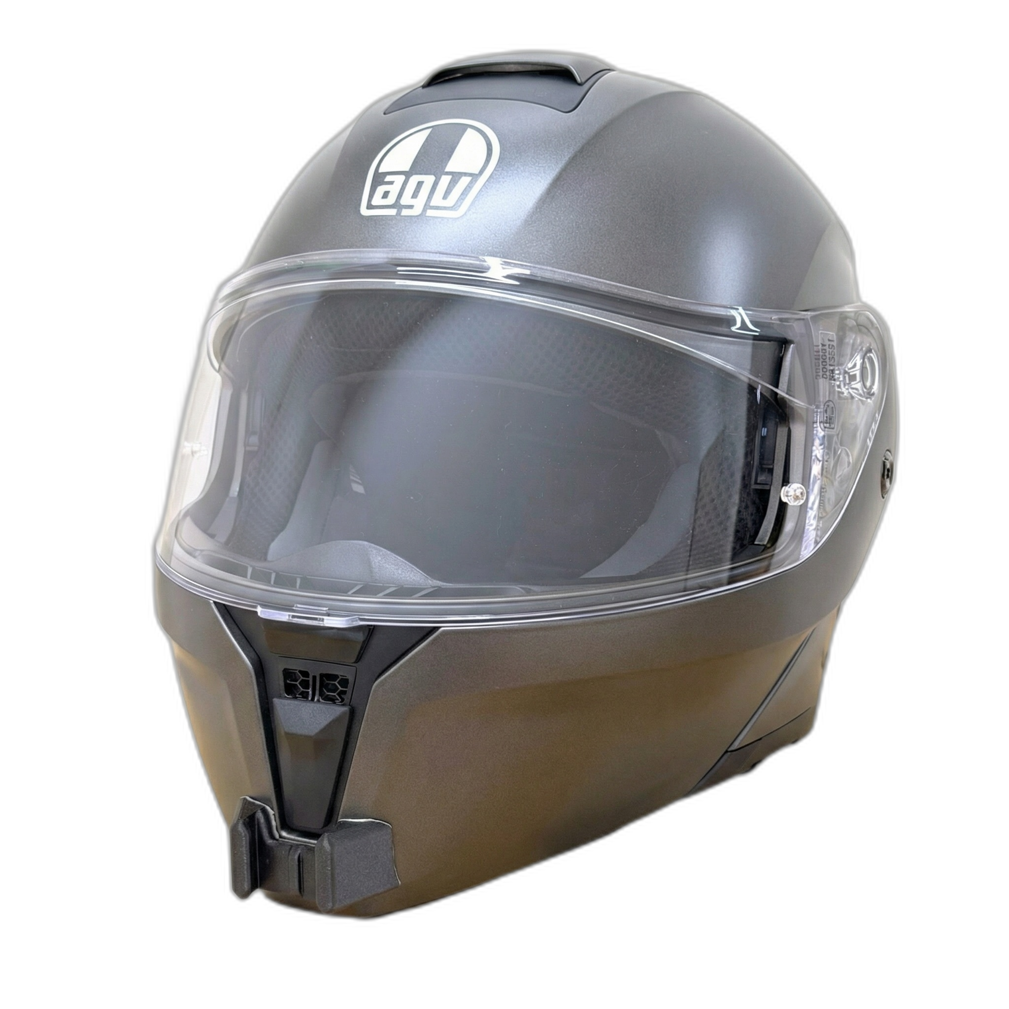 Casco AGV STREETMODULAR con el soporte de mentonera RiderMounts instalado