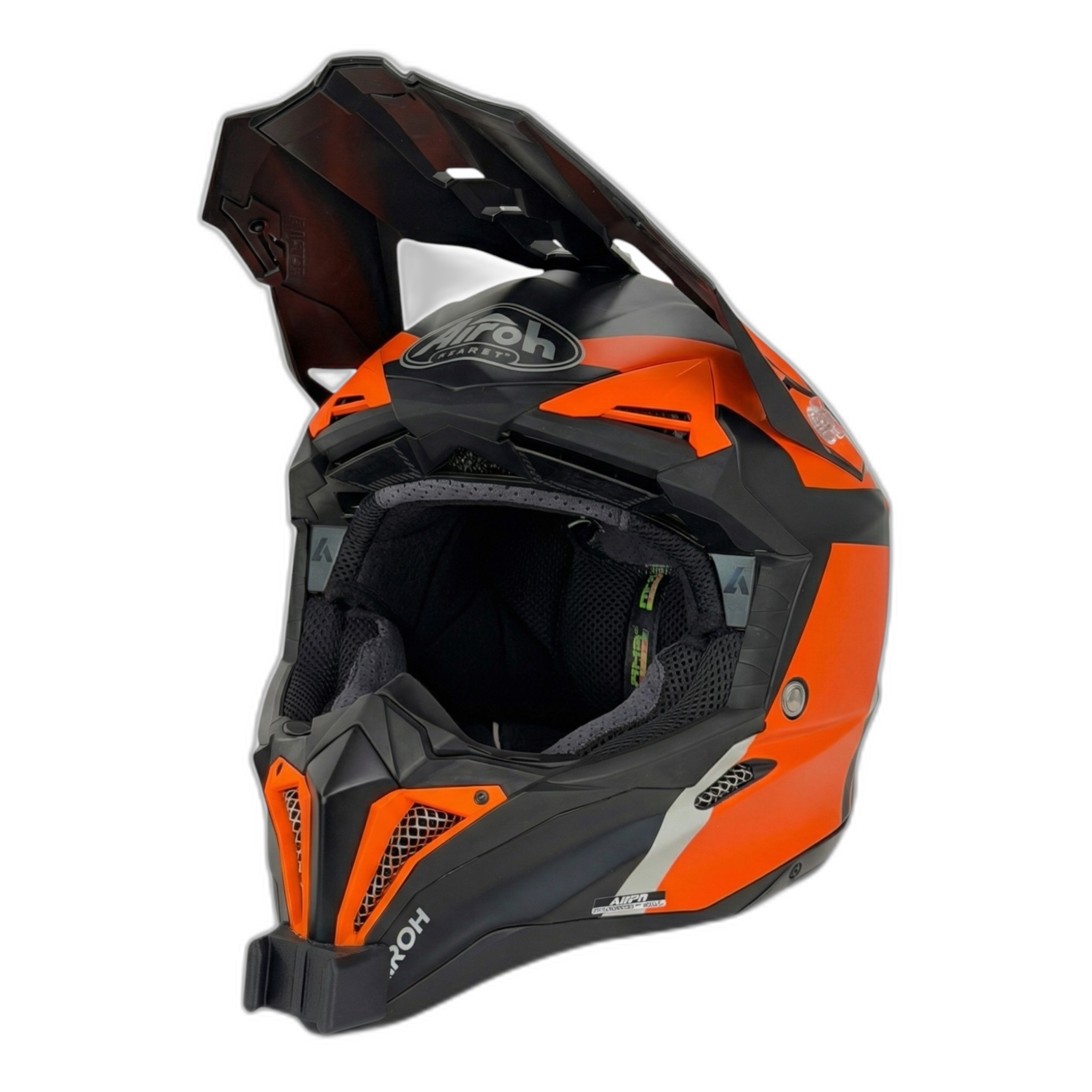 Casco AIROH AVIATOR 3 con el soporte de mentonera RiderMounts instalado