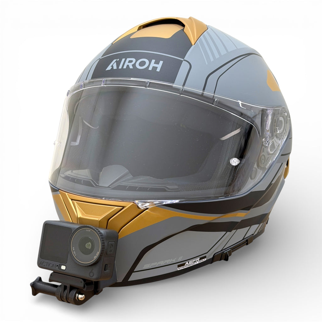 Casco AIROH SPARK 2 con soporte de mentonera RiderMounts y cámara de acción montada