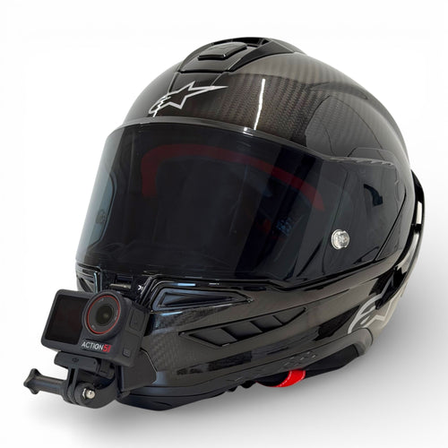 Casco ALPINESTARS SUPERTECH R10 con soporte de mentonera RiderMounts y cámara de acción montada