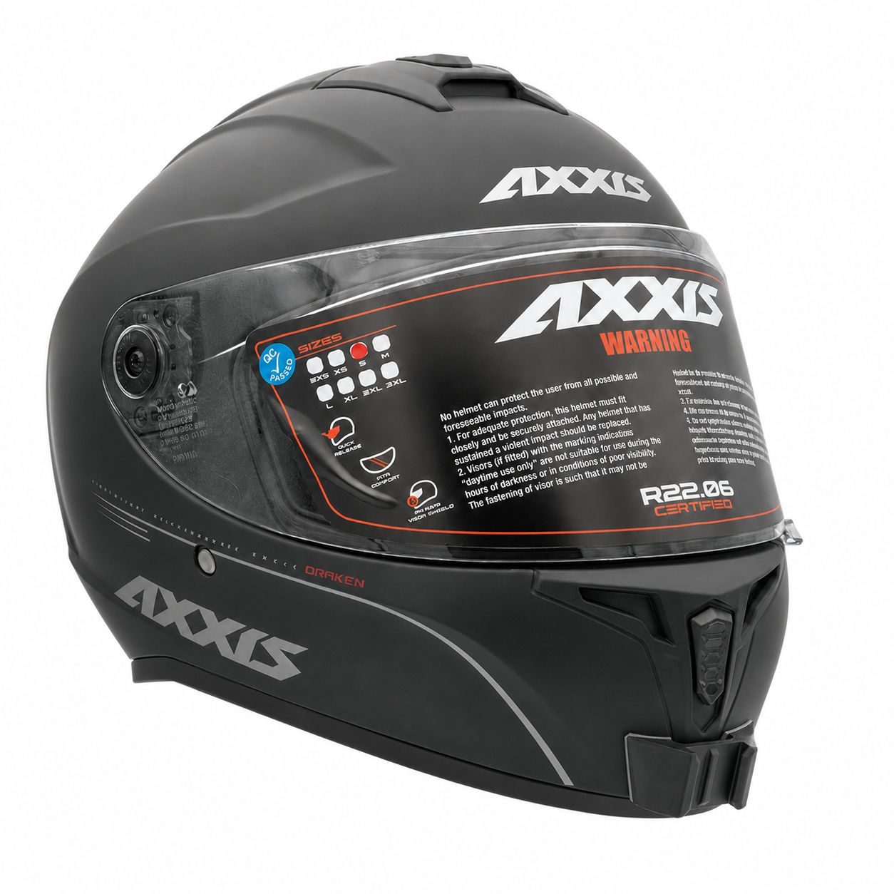Casco AXXIS DRAKEN S con el soporte de mentonera RiderMounts instalado