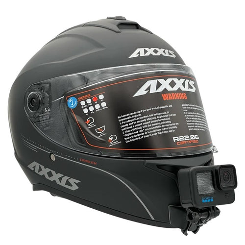 Casco AXXIS DRAKEN S con soporte de mentonera RiderMounts y cámara de acción montada