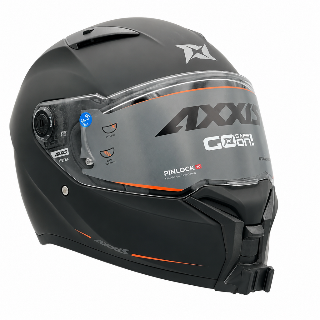 Casco AXXIS FENIX con el soporte de mentonera RiderMounts instalado
