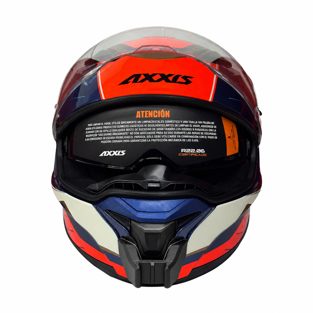 Vista frontal del casco AXXIS PANTHER SV con el soporte de mentonera RiderMounts montado