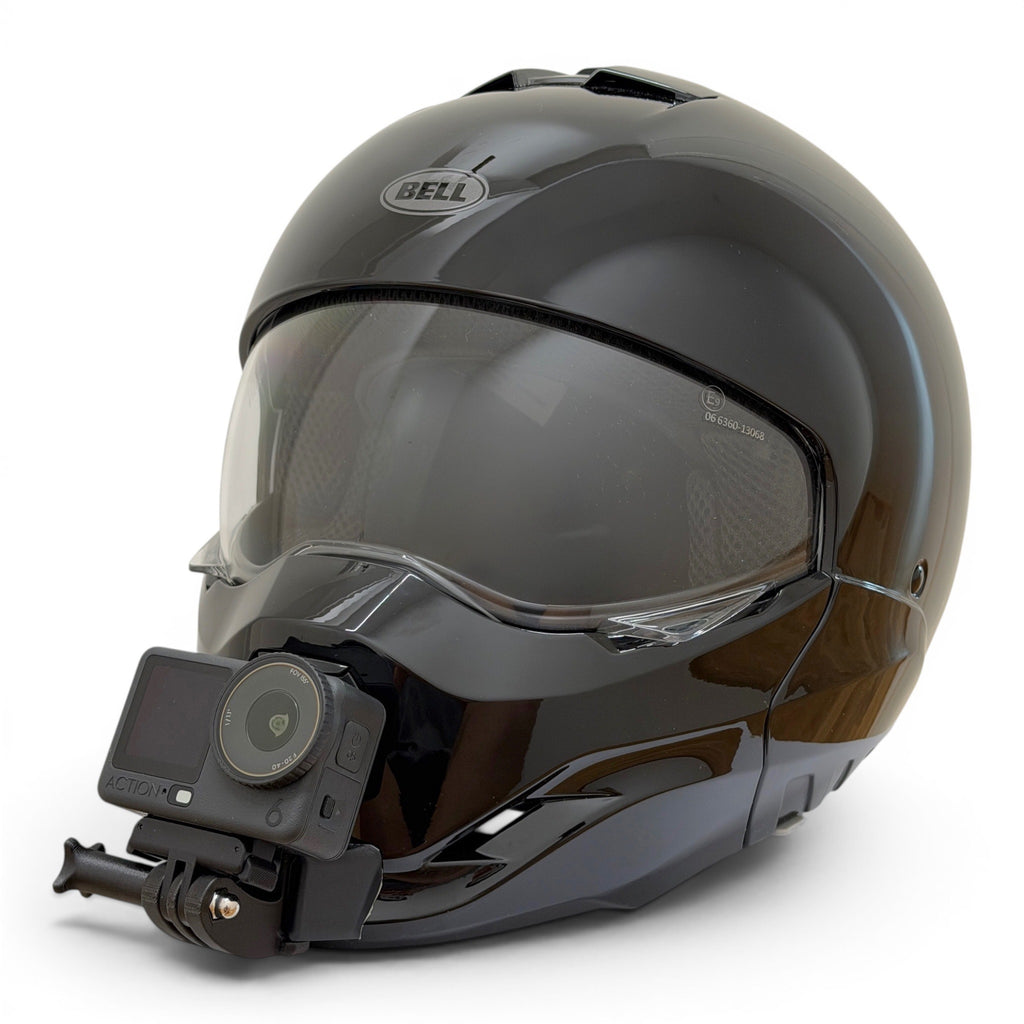 Casco BELL BROOZER 06 con soporte de mentonera RiderMounts y cámara de acción montada