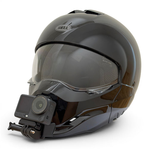 Casco BELL BROOZER 06 con soporte de mentonera RiderMounts y cámara de acción montada