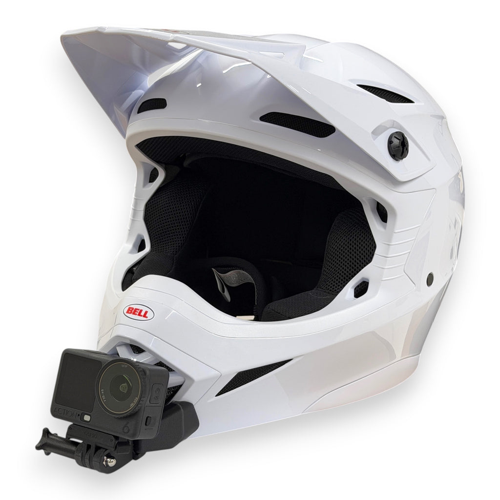 Casco BELL MX-10 con soporte de mentonera RiderMounts y cámara de acción montada