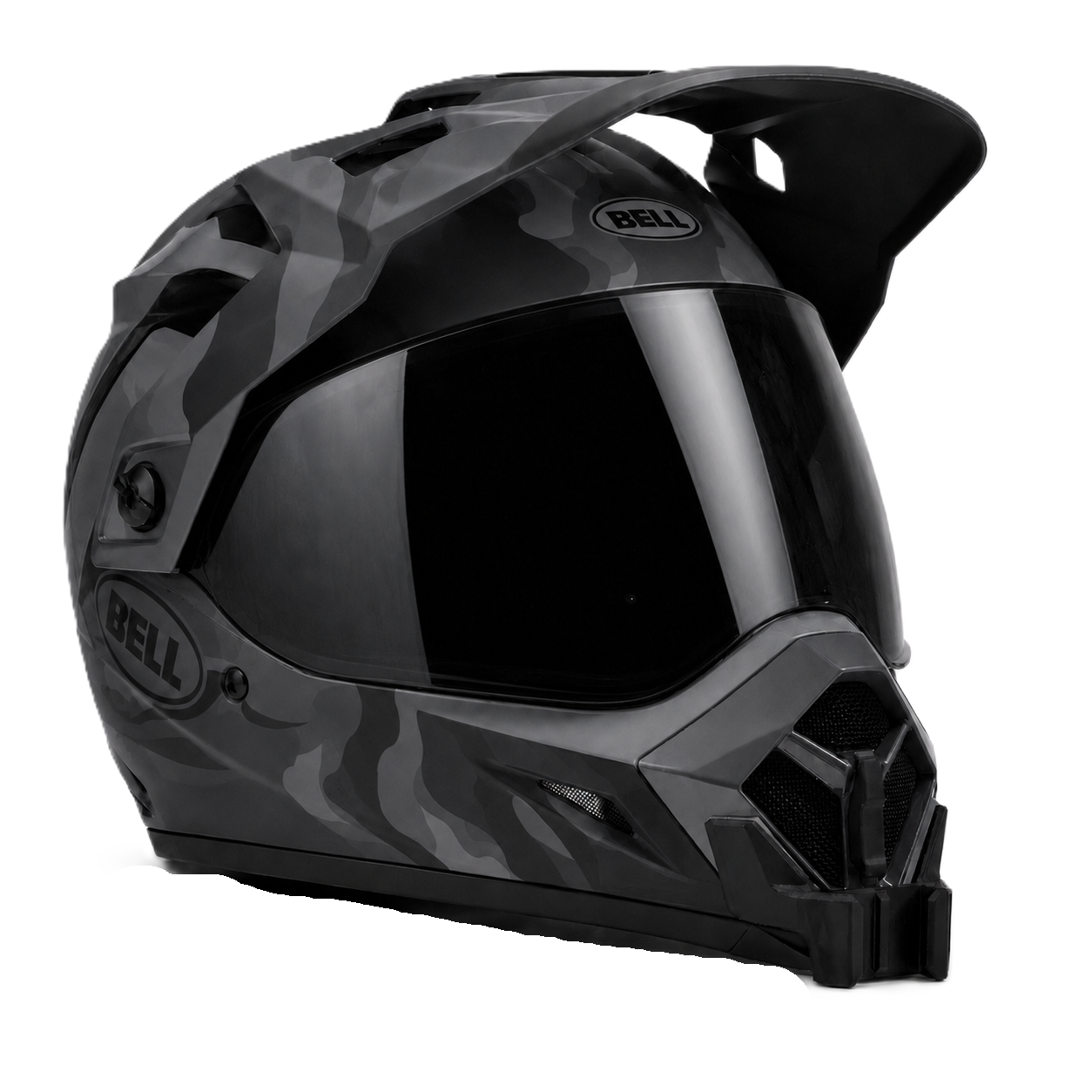 Casco BELL MX-9/MX-9 ADVENTURE con el soporte de mentonera RiderMounts instalado