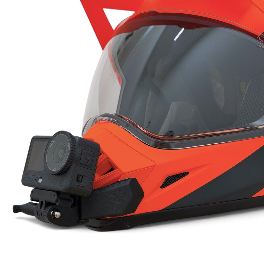 Soporte de mentonera RiderMounts en el casco BELL MX-9/MX-9 ADVENTURE visto desde otro ángulo