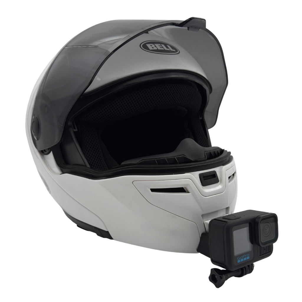 Casco BELL SRT MODULAR con soporte de mentonera RiderMounts y cámara de acción montada