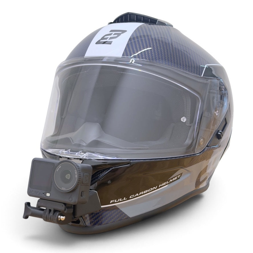 Casco BOGOTTO PHANTOM con soporte de mentonera RiderMounts y cámara de acción montada