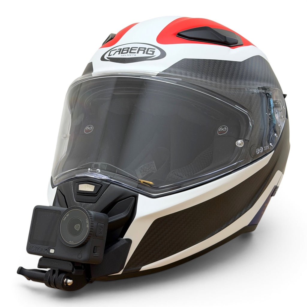 Casco CABERG DRIFT EVO 2 con soporte de mentonera RiderMounts y cámara de acción montada