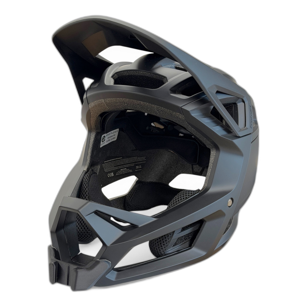 Casco FOX PROFRAME RS con el soporte de mentonera RiderMounts instalado