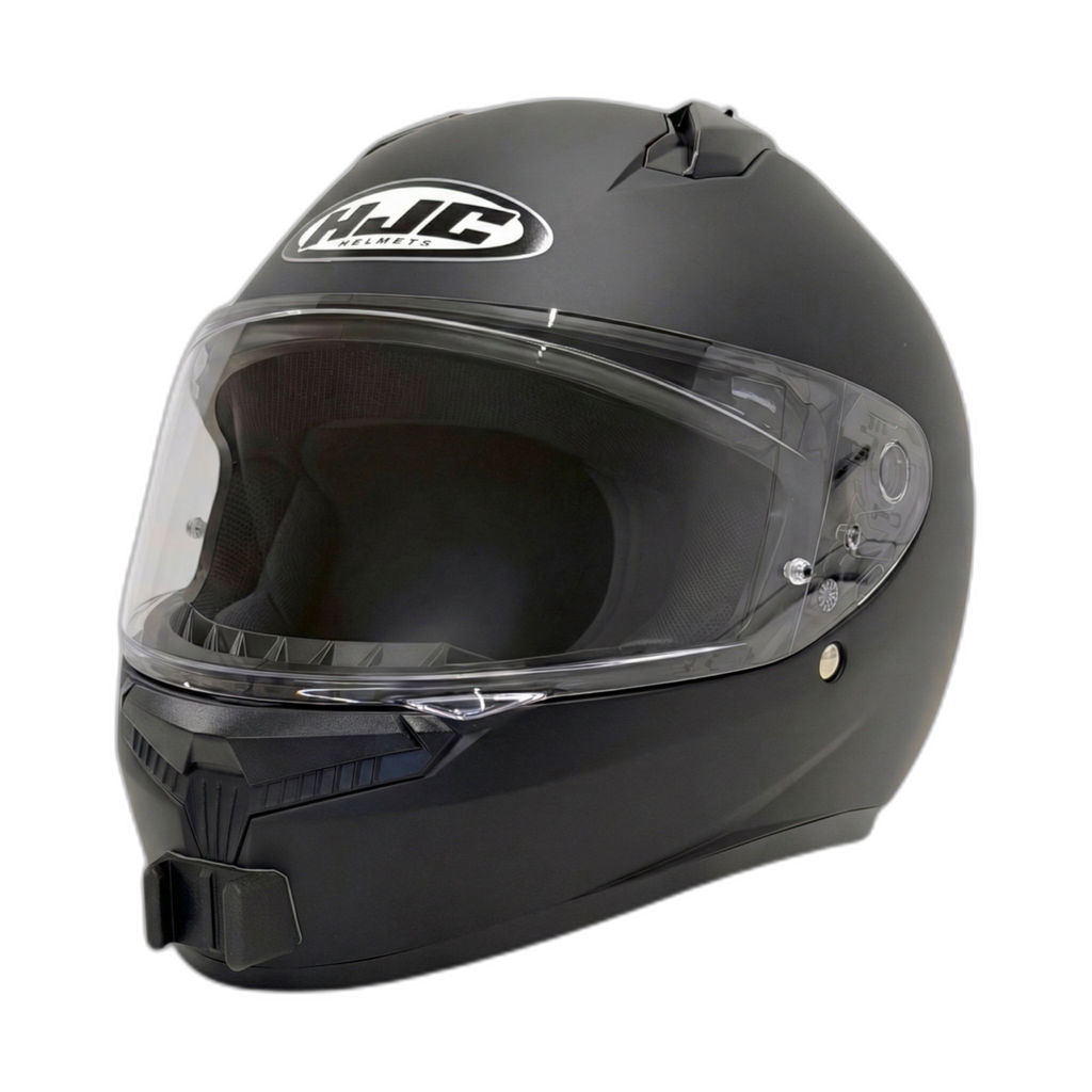 Casco HJC C10 con el soporte de mentonera RiderMounts instalado