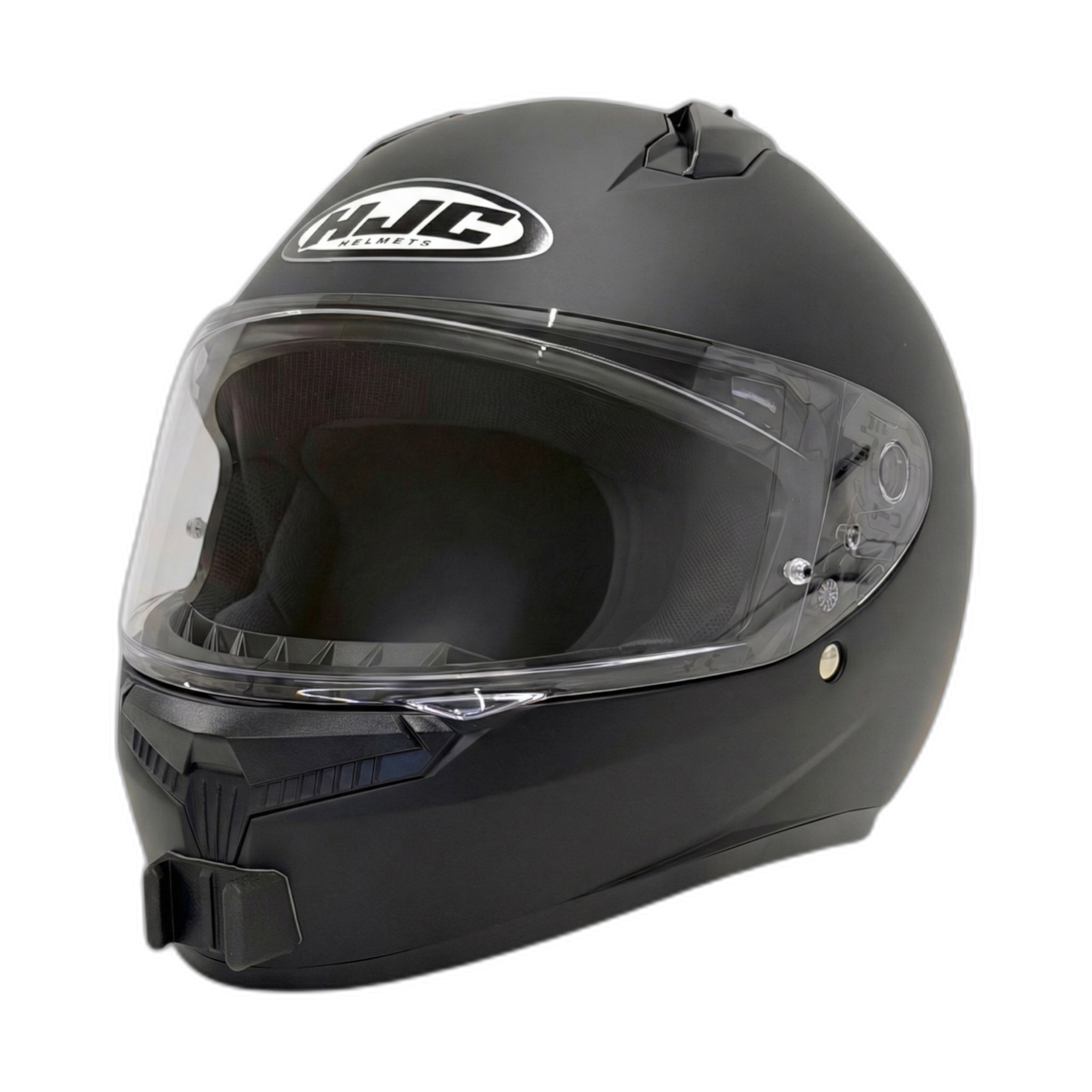 Casco HJC C10 con el soporte de mentonera RiderMounts instalado