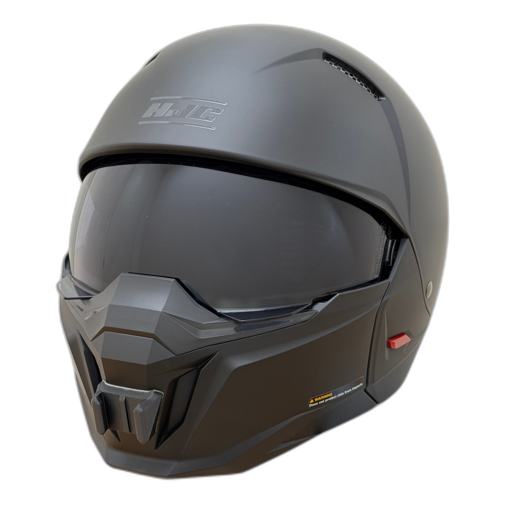 Casco HJC i20 con el soporte de mentonera RiderMounts instalado