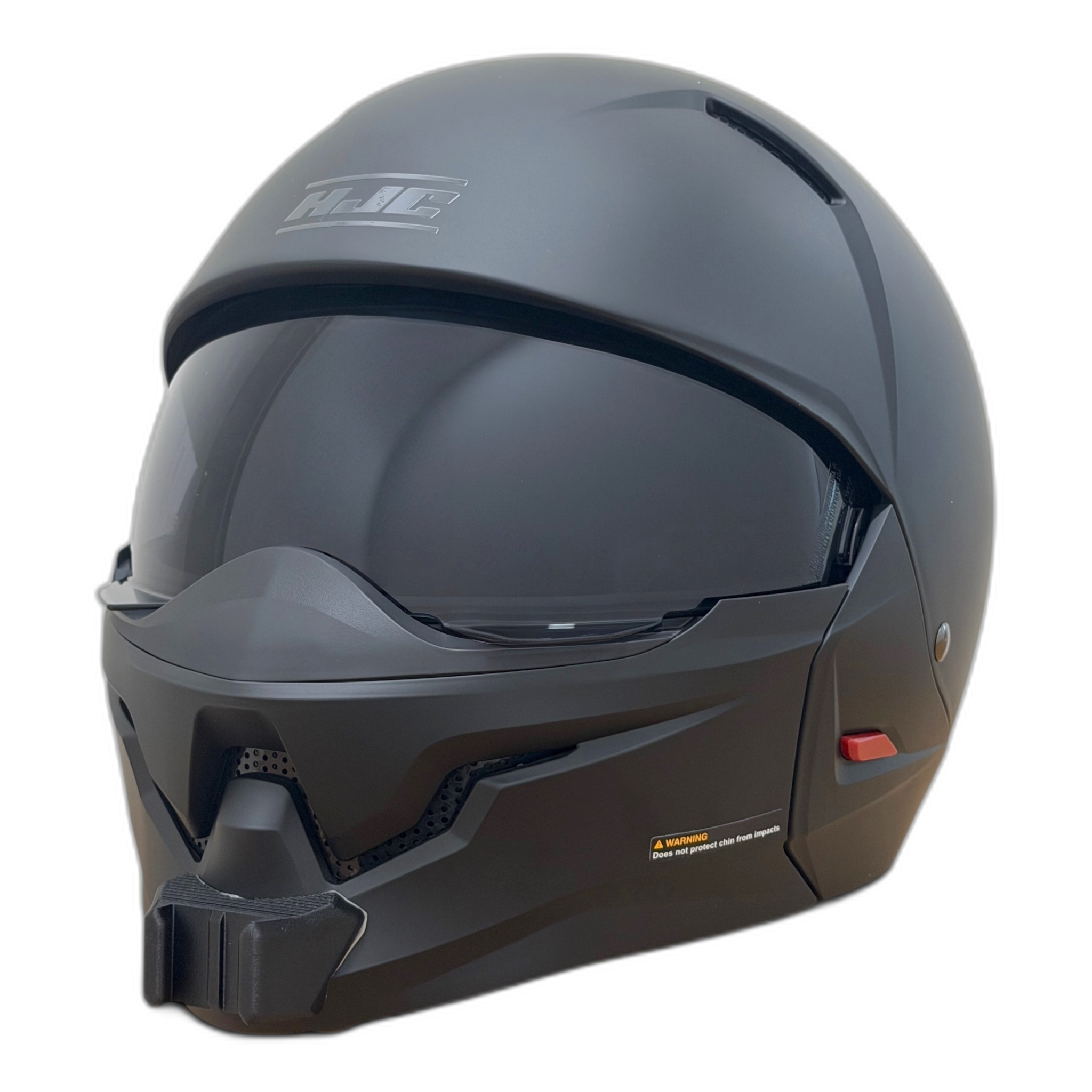Casco HJC I20N con el soporte de mentonera RiderMounts instalado