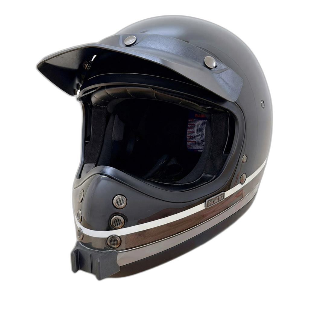 Casco HJC V60 con el soporte de mentonera RiderMounts instalado