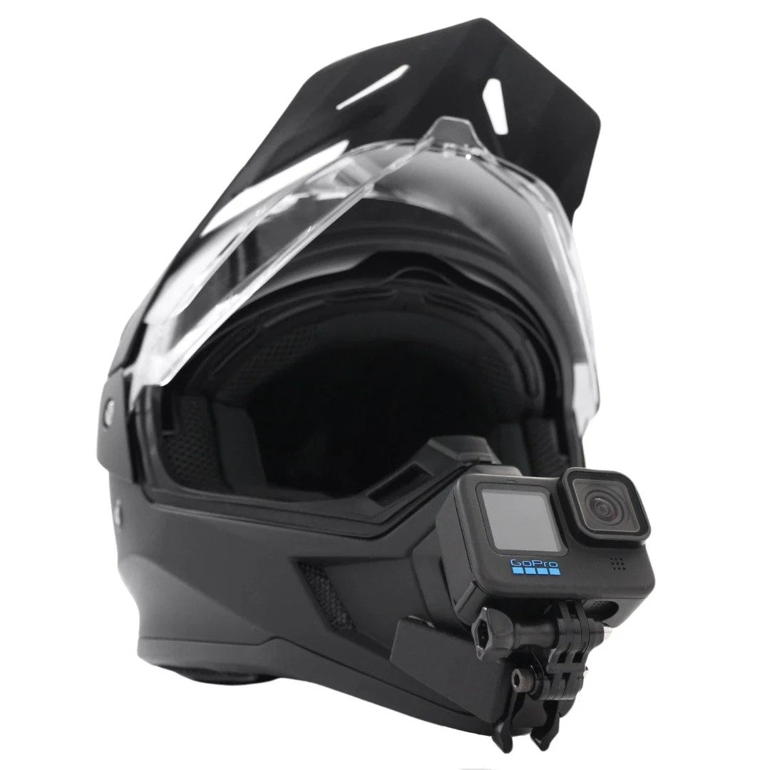Casco IXS 209 1.0 ADVENTURE con soporte de mentonera RiderMounts y cámara de acción montada