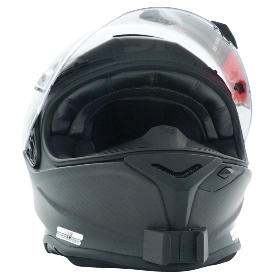 Casco JUST1 J-GPR con el soporte de mentonera RiderMounts instalado