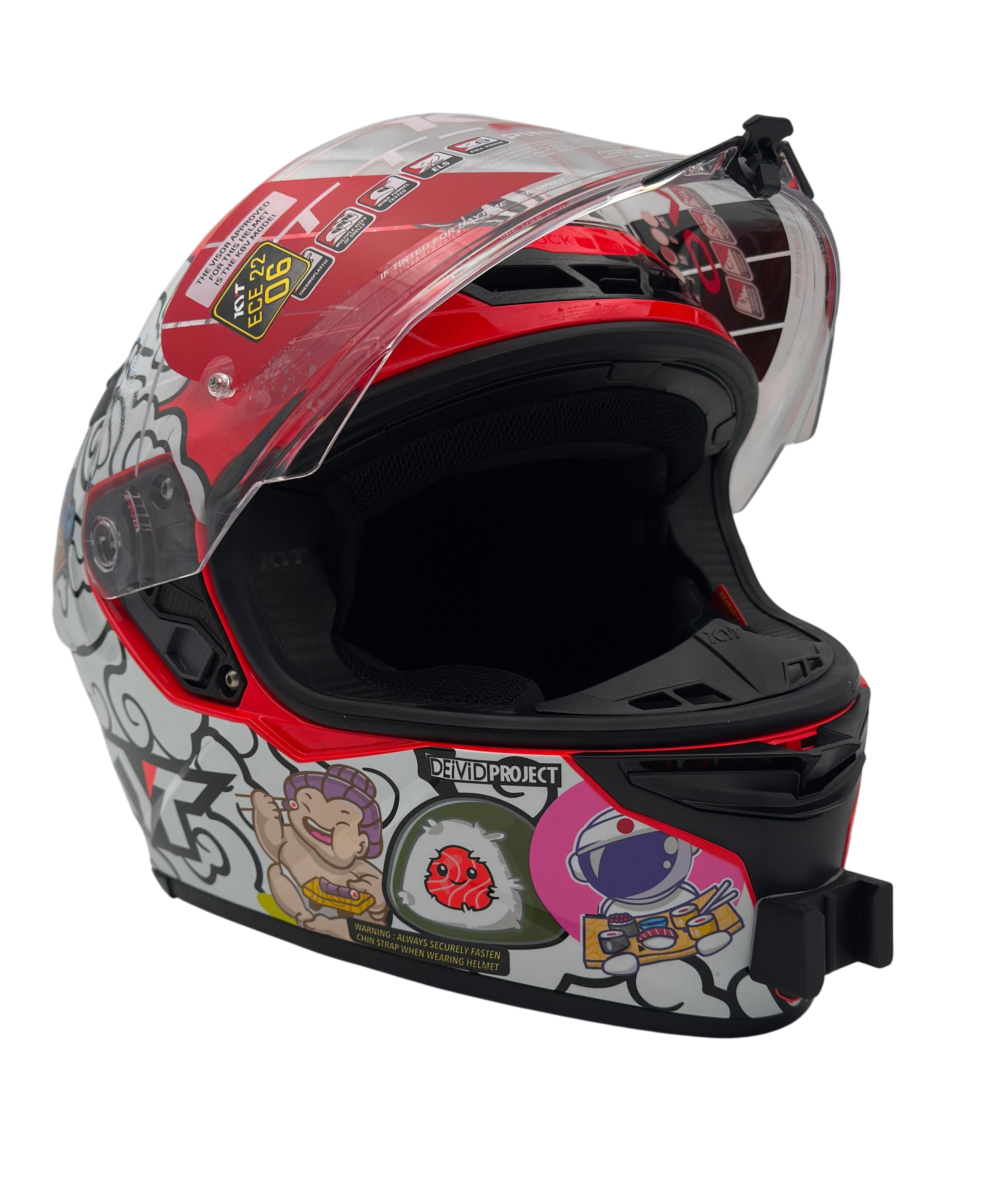 Casco KYT TT-REVO con el soporte de mentonera RiderMounts instalado