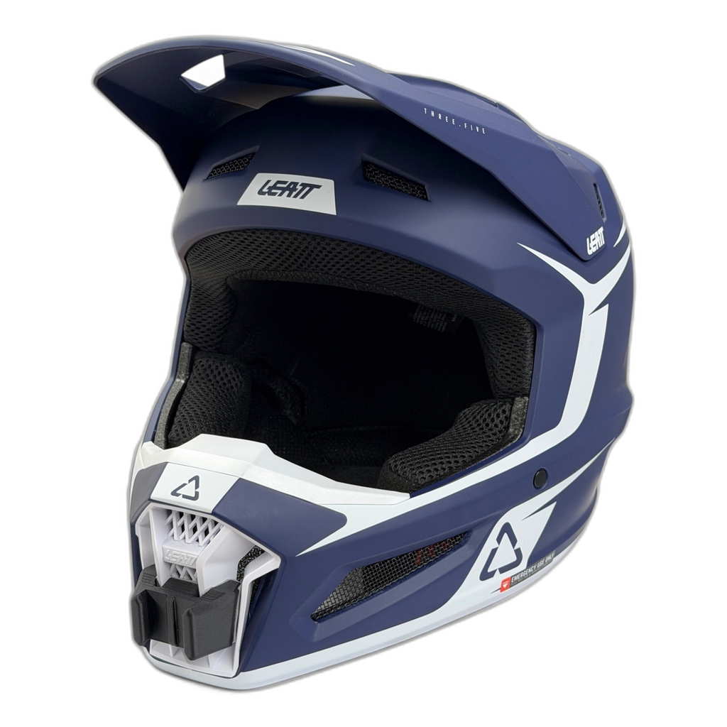 Casco LEATT 3.5 con el soporte de mentonera RiderMounts instalado