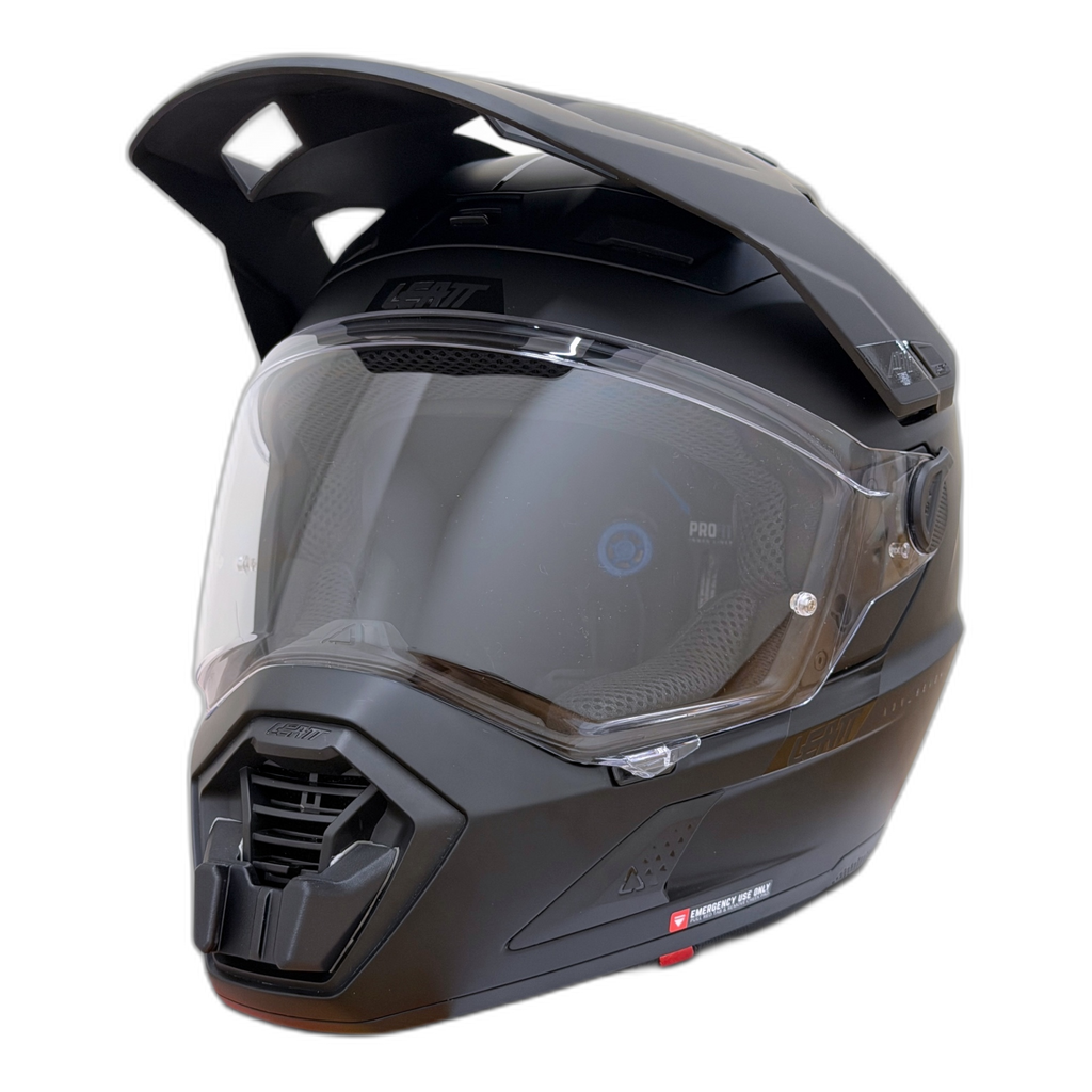 Casco LEATT ADV 9.5 con el soporte de mentonera RiderMounts instalado