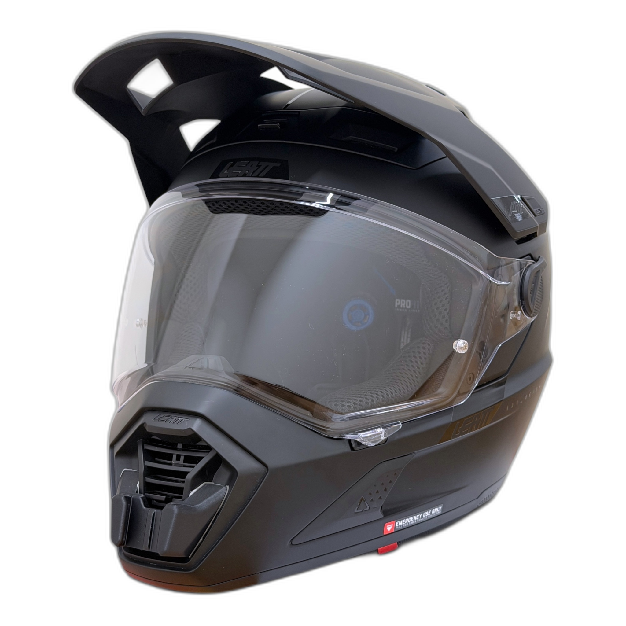 Casco LEATT ADV 9.5 con el soporte de mentonera RiderMounts instalado