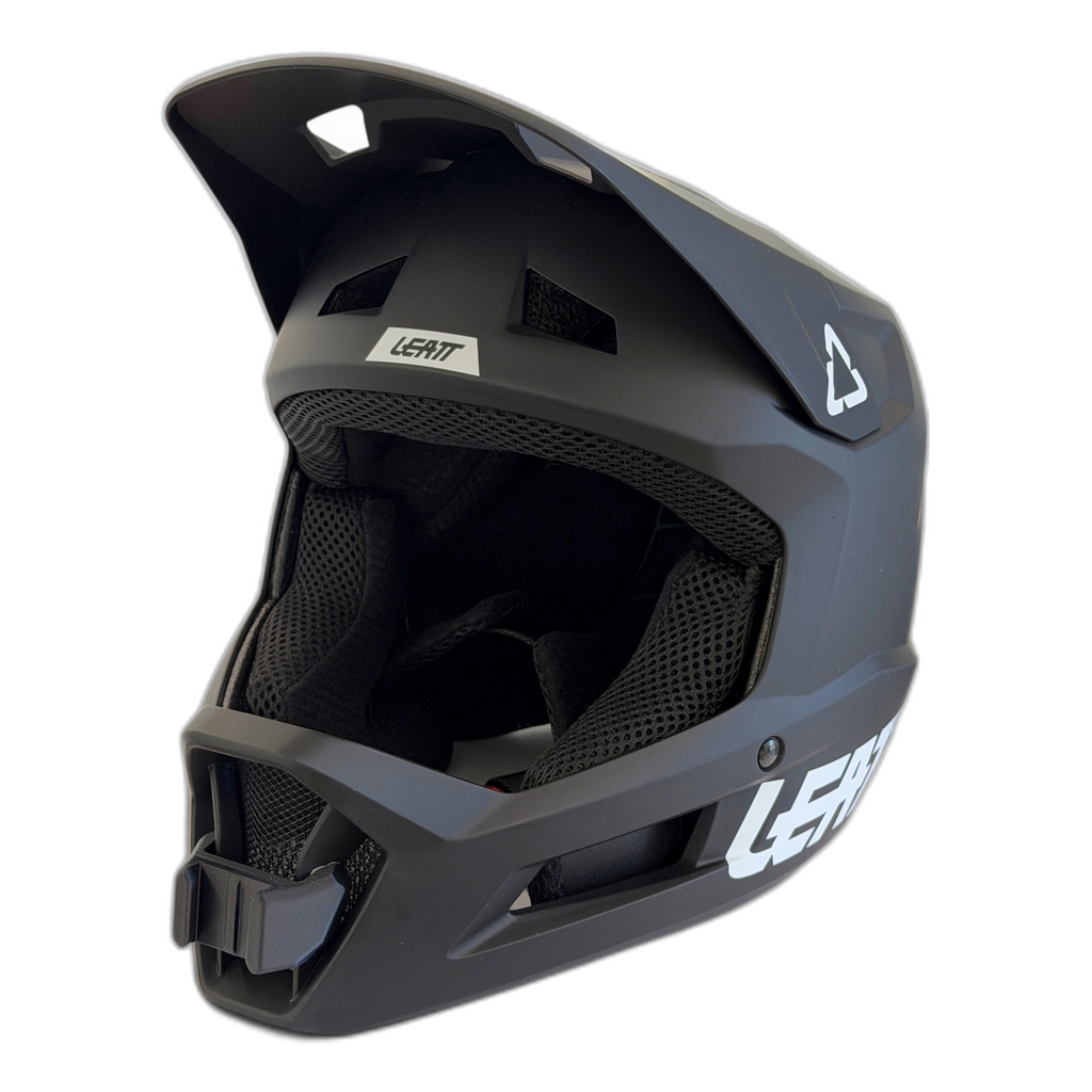 Casco LEATT GRAVITY 2.0 con el soporte de mentonera RiderMounts instalado