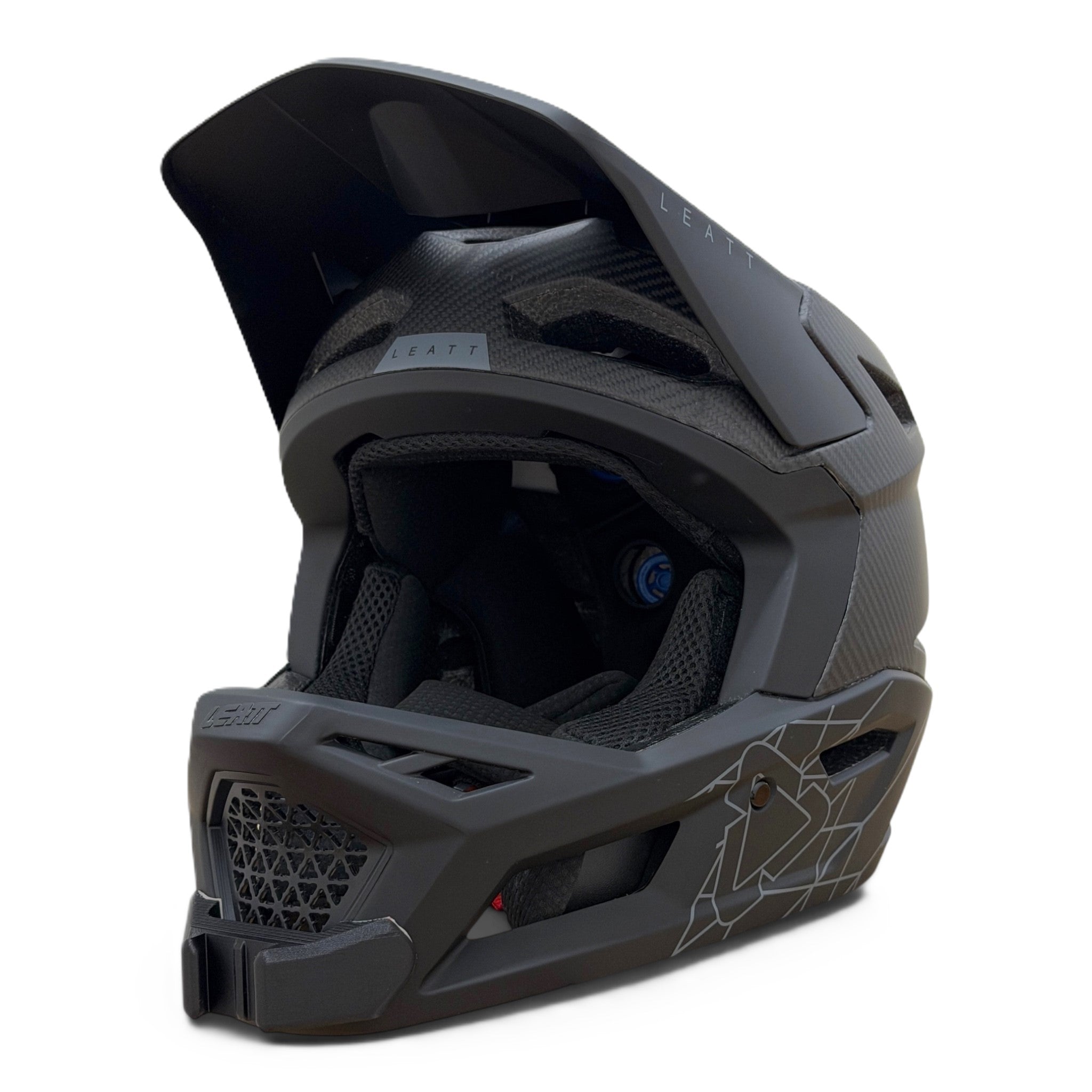 Casco LEATT GRAVITY 6.0 con el soporte de mentonera RiderMounts instalado