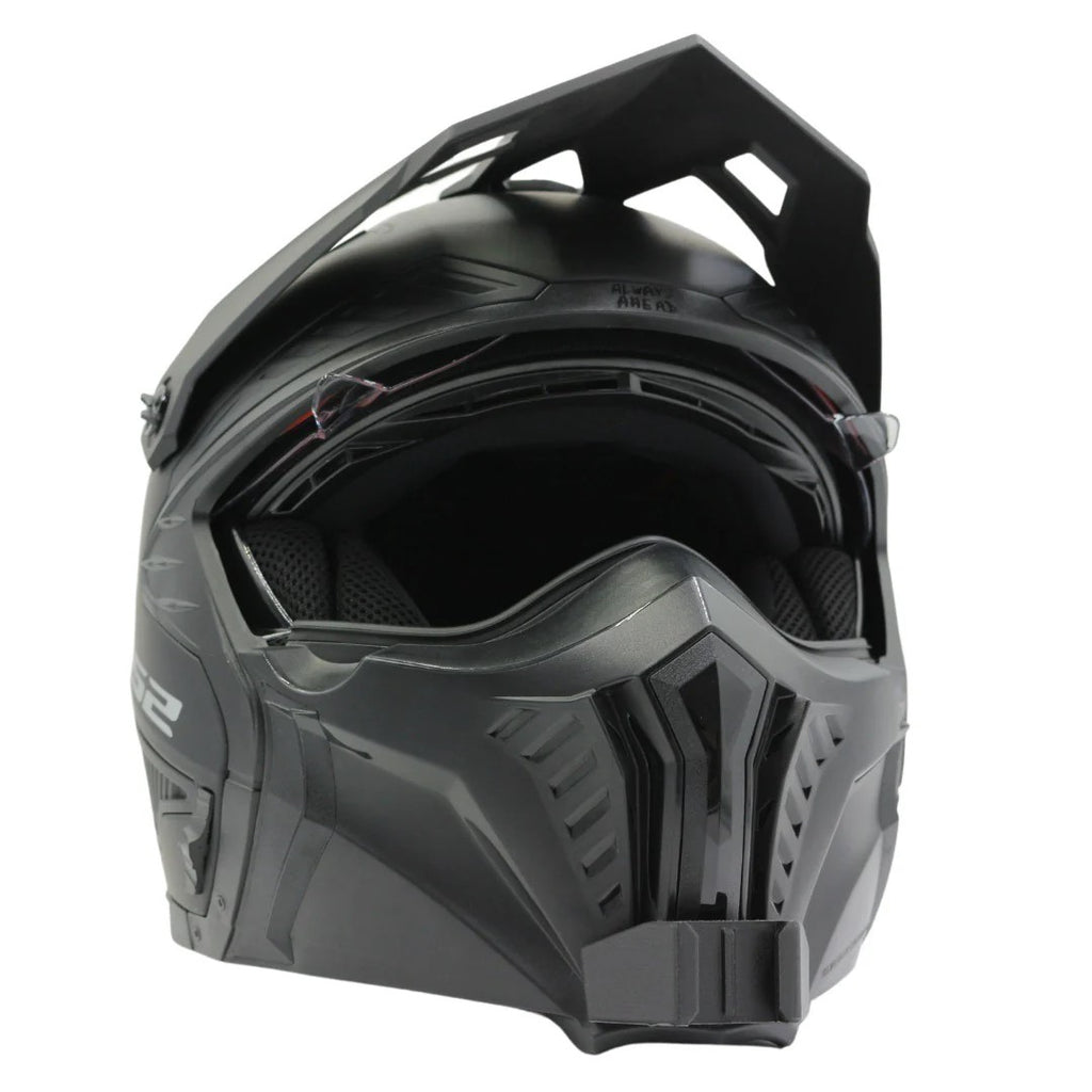 Casco LS2 DRIFTER OF606 con el soporte de mentonera RiderMounts instalado