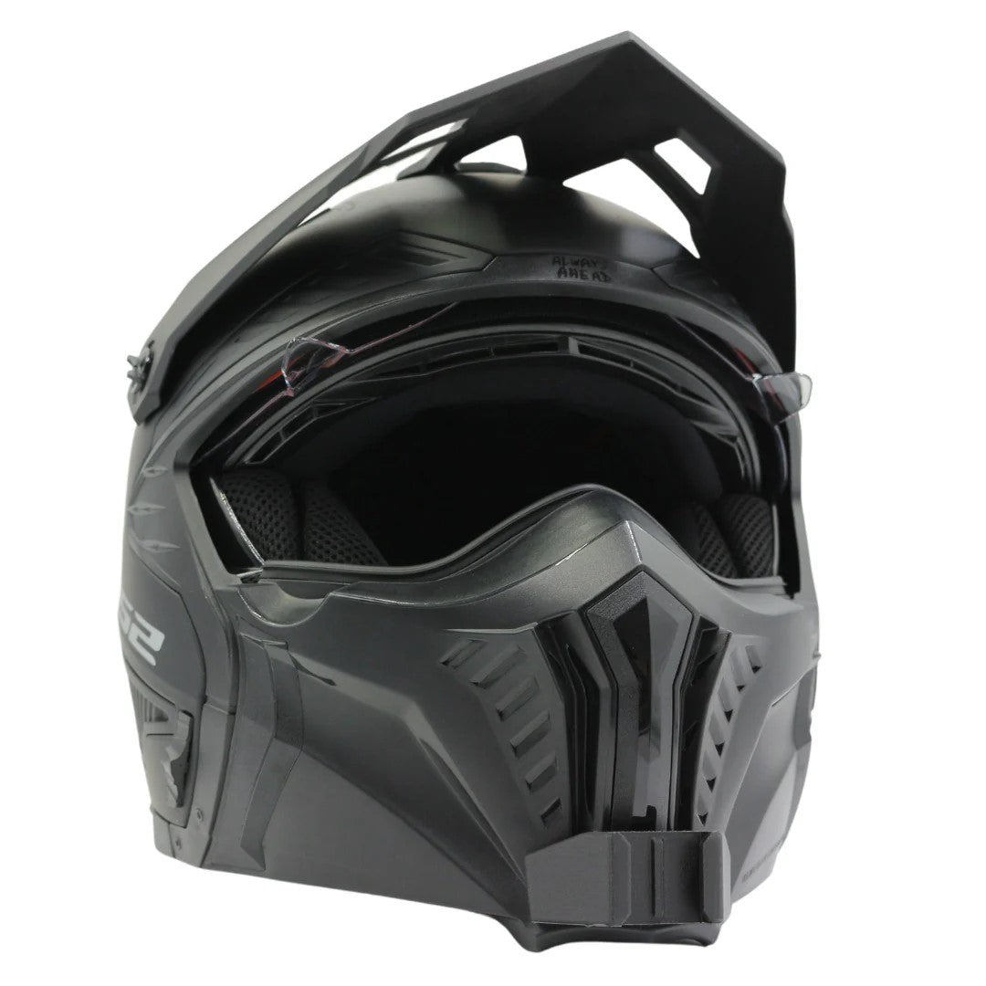 Casco LS2 DRIFTER OF606 con el soporte de mentonera RiderMounts instalado