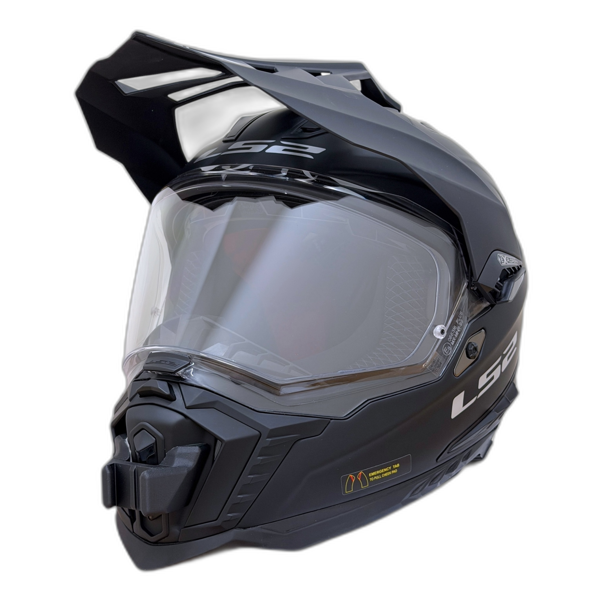 Casco LS2 EXPLORER MX701 con el soporte de mentonera RiderMounts instalado
