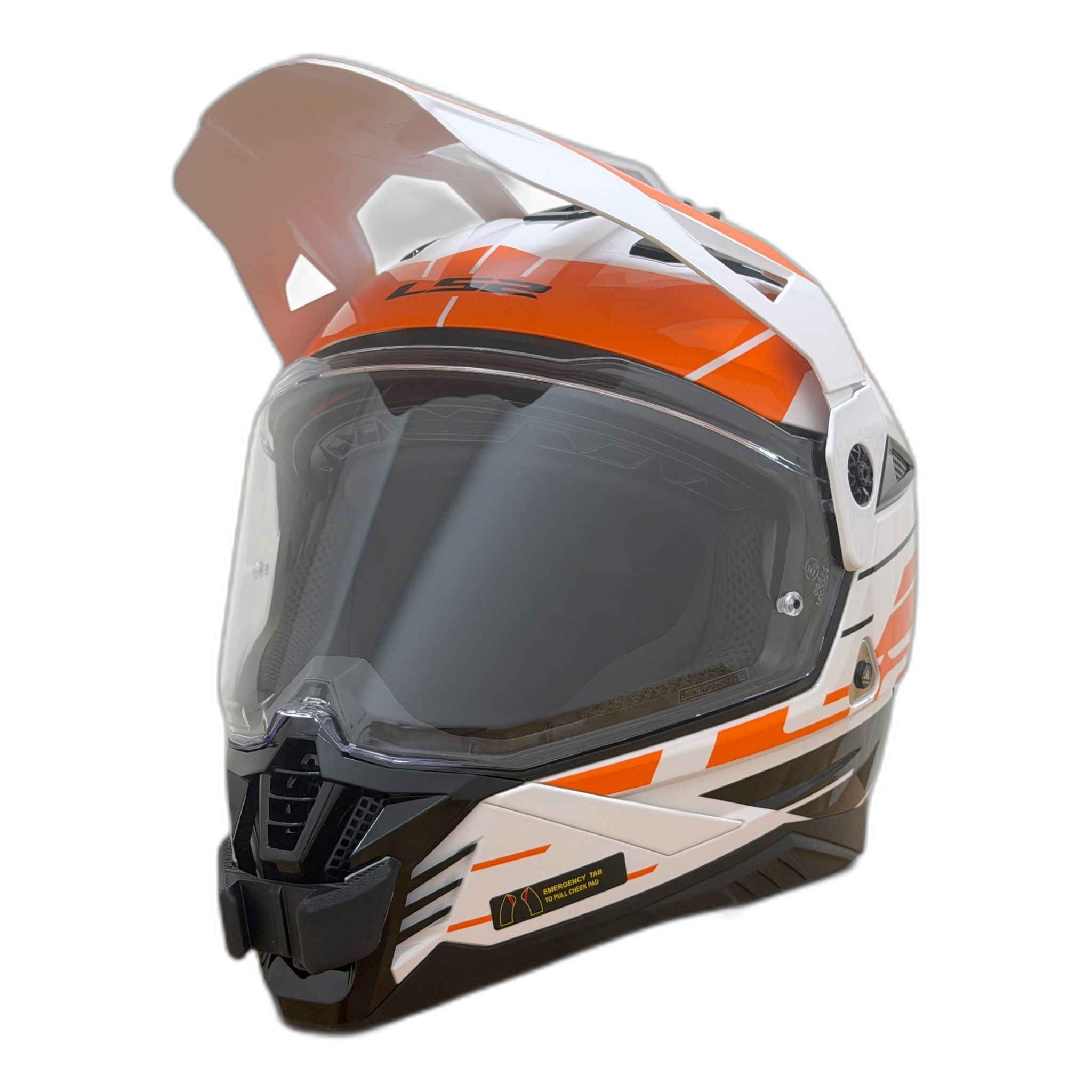 Casco LS2 PIONEER 2 MX702 con el soporte de mentonera RiderMounts instalado