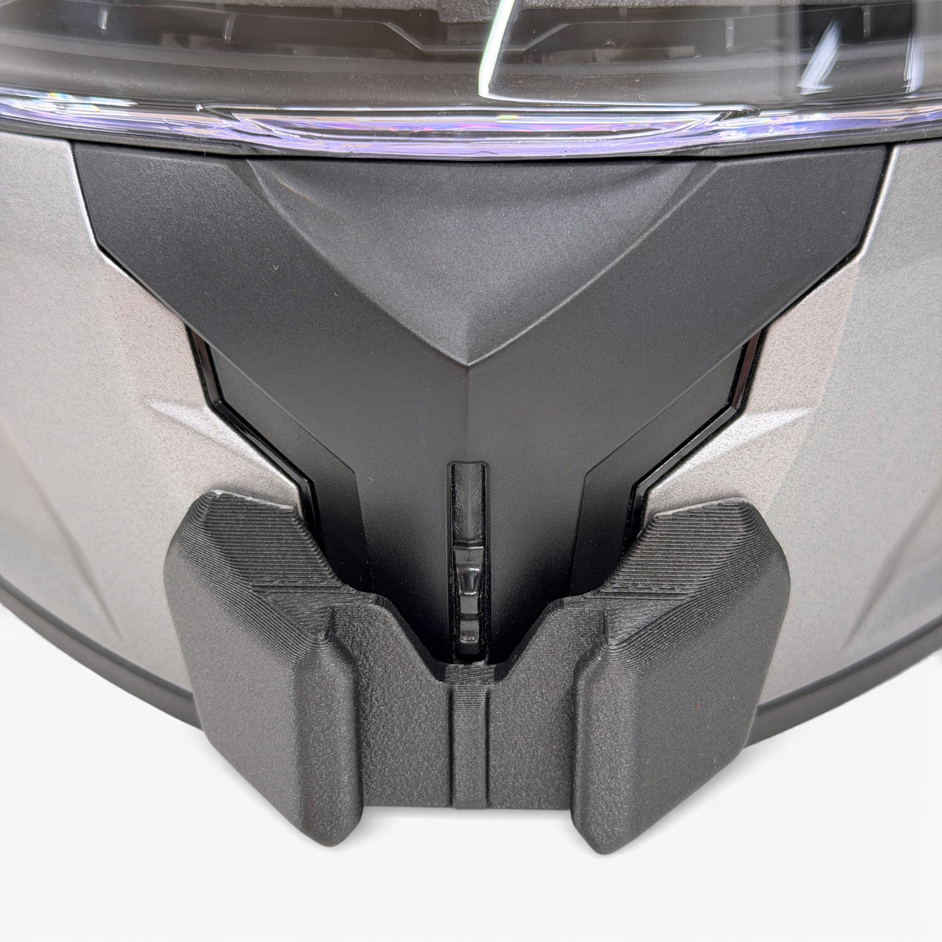 Vista frontal del casco LS2 RAPID 3 FF820 con el soporte de mentonera RiderMounts montado