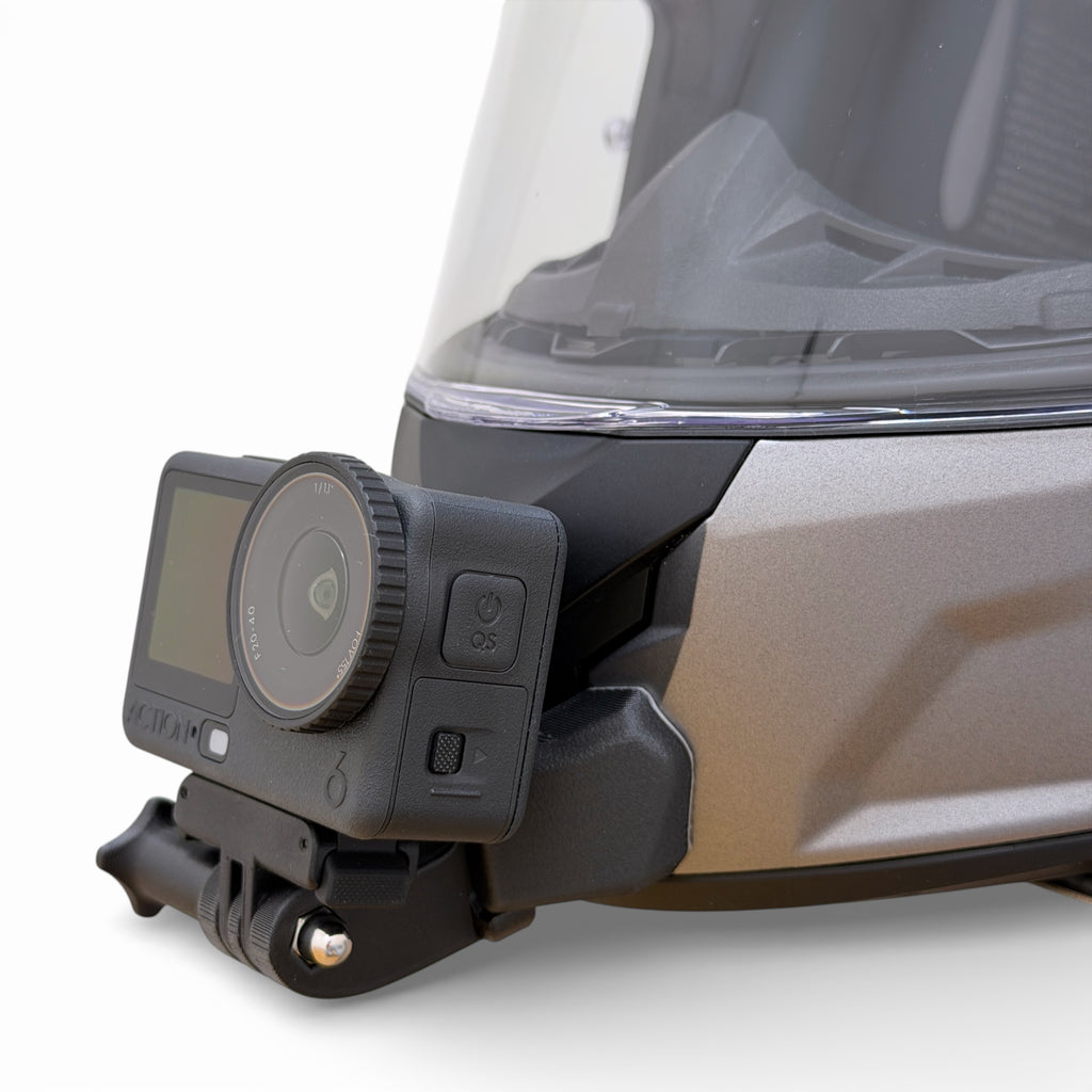 Soporte de mentonera RiderMounts en el casco LS2 RAPID 3 FF820 visto desde otro ángulo