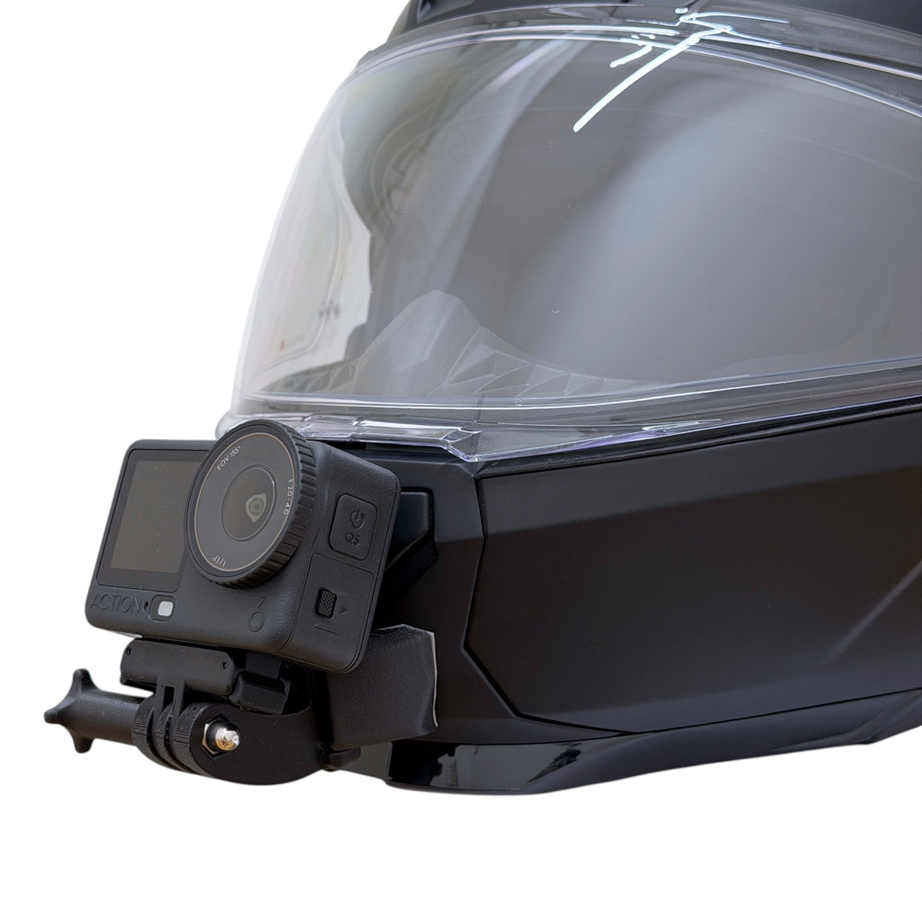 Soporte de mentonera RiderMounts en el casco LS2 SCOPE 2 FF902 visto desde otro ángulo