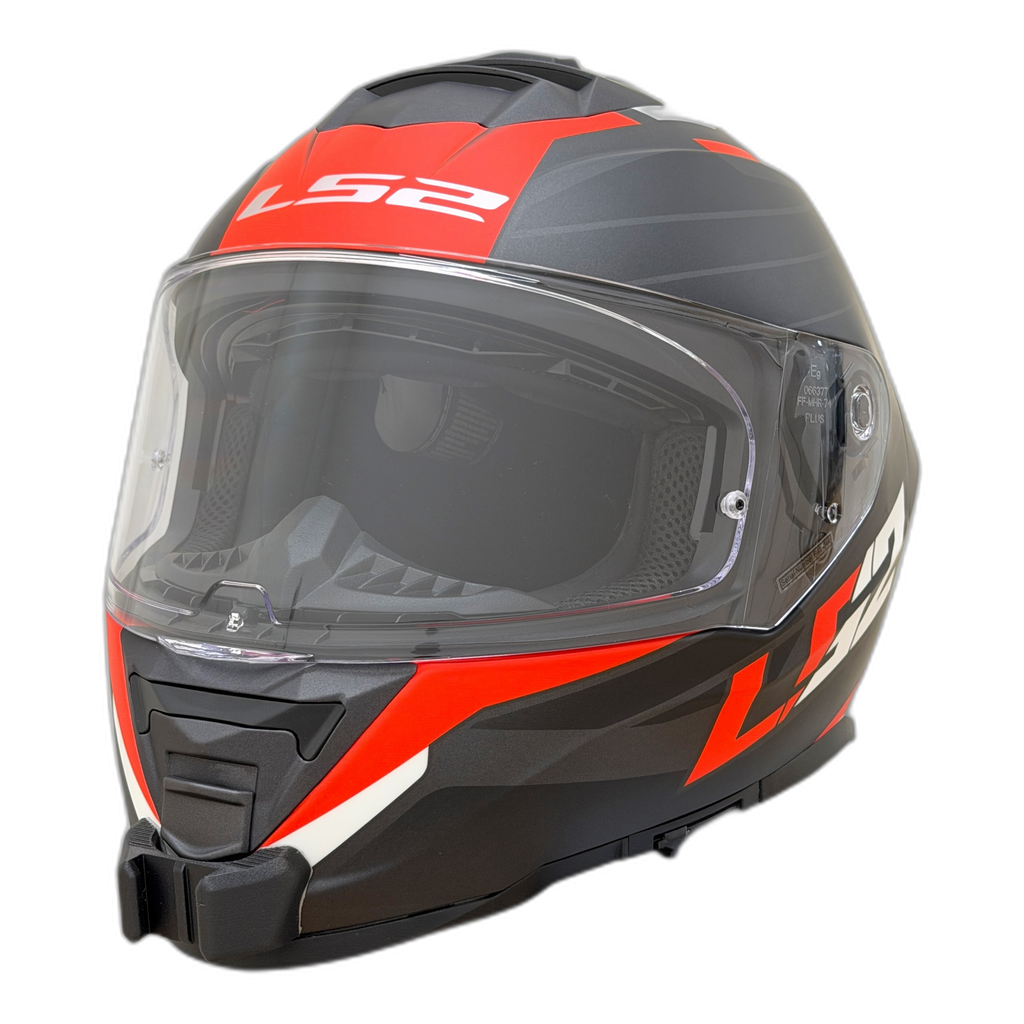Casco LS2 STORM 2 FF800 con el soporte de mentonera RiderMounts instalado