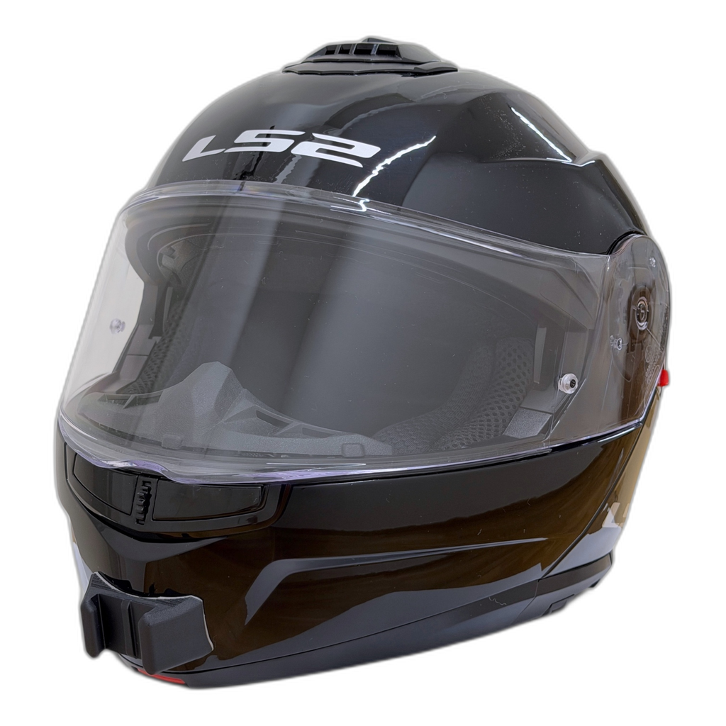 Casco LS2 STROBE 2 con el soporte de mentonera RiderMounts instalado