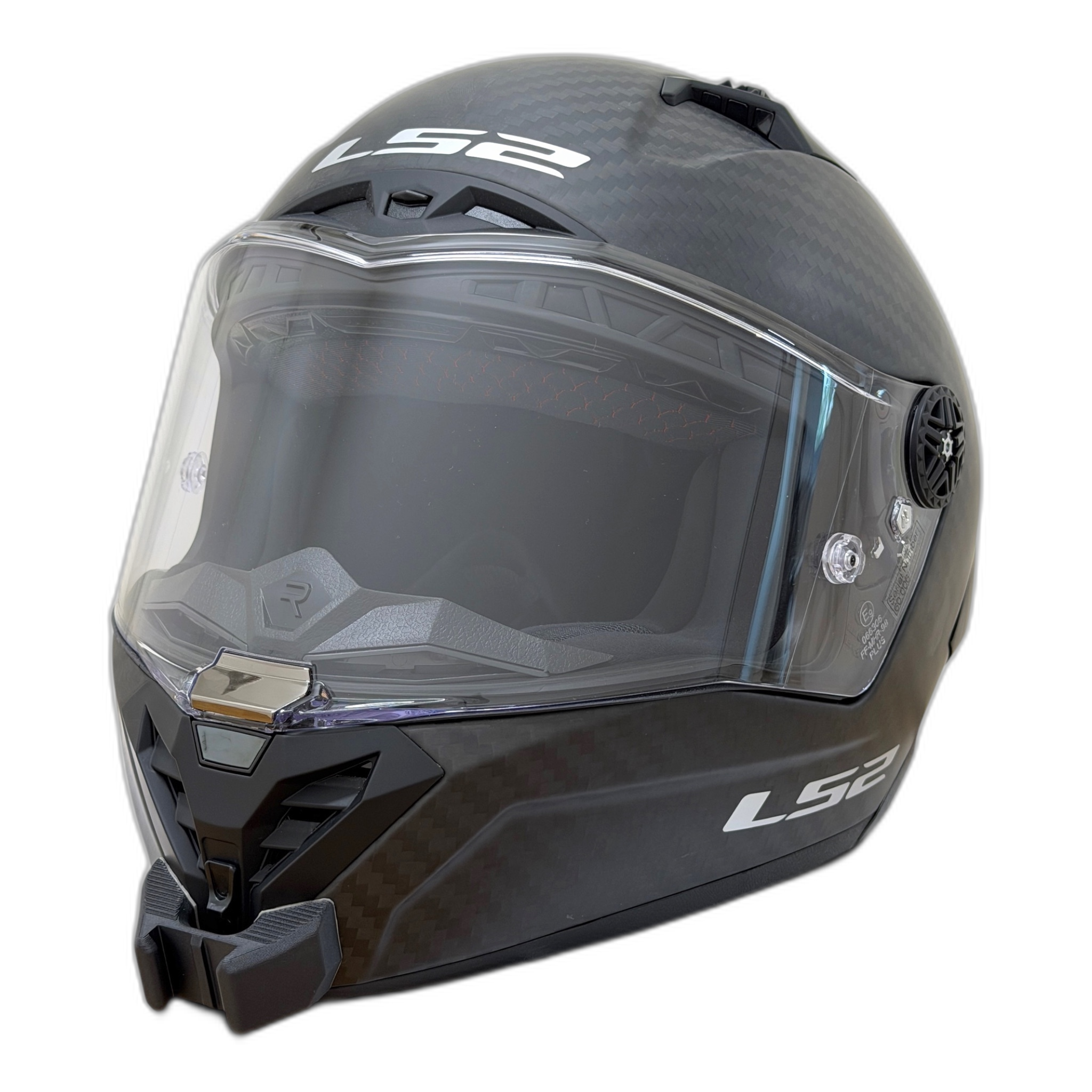 Casco LS2 THUNDER FF805 con el soporte de mentonera RiderMounts instalado