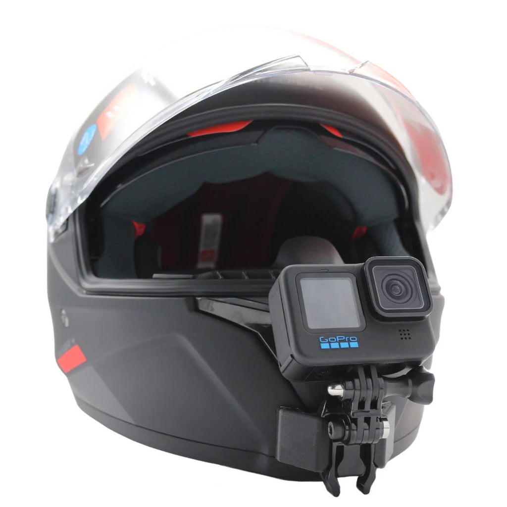 Casco MT HELMETS THUNDER 4 SV con soporte de mentonera RiderMounts y cámara de acción montada