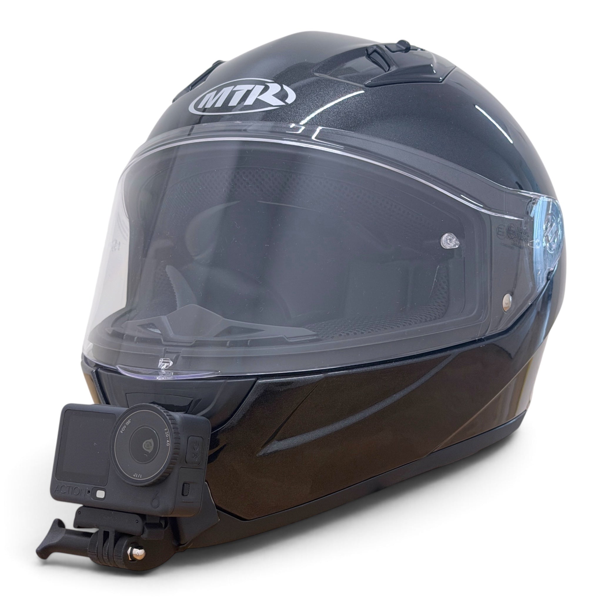 Casco MTR 7-S con soporte de mentonera RiderMounts y cámara de acción montada